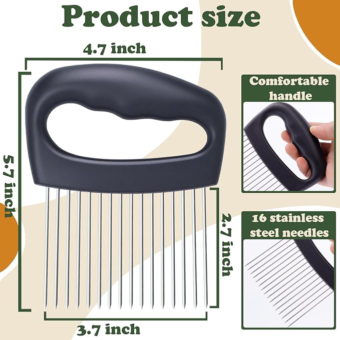 Extra-Large Onion Holder for Slicing, Onion Chopper Vegetable Cutter, Extra-Large Tomato Slicer with 16 Long Needles, Veggie Chopper for Potato, Meat Tenderizer Tool, Food Slicer Kitchen Gadget