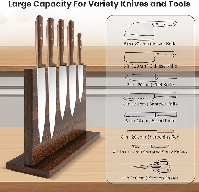 Magnetic Knife Holder, Double-Sided Magnetic Knife Block Universal Multi-function Display Rack for Kitchen Counter