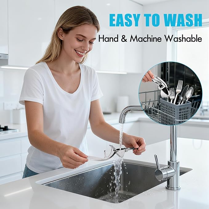Garlic Press, Premium Kitchen Garlic Mincer Tool, Rust Proof & Dishwasher Safe, Heavy Duty Professional Metal Garlic Crusher with Ergonomic Handle, Easy to Squeeze and Clean -Silver