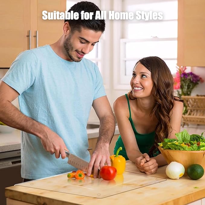 Acrylic Cutting Boards for Kitchen Counter,Clear Cutting Board for Countertop with Lip, Upgraded Thicker Non-Slip Transparent Acrylic Cutting Board for Countertop, for Home or Restaurant (16x12in)