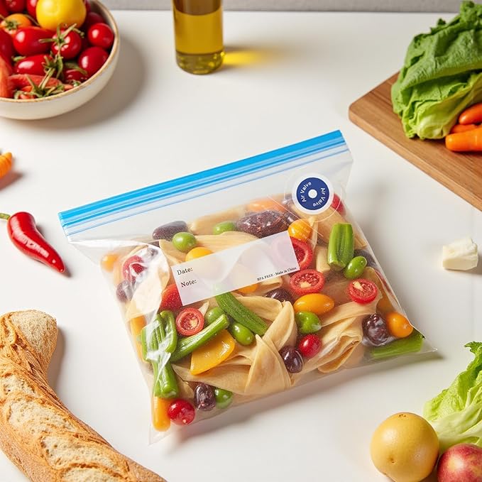 Reusable Sous Vide Bags 43Pcs BPA-Free, 4.3L Vacuum Sealer Bags for Cooking & Microwave, 35 Zipper Bags, 3 Seal Clips & 5 Cooking Clips, Heat-Resistant & Leakproof (12x13.5in)