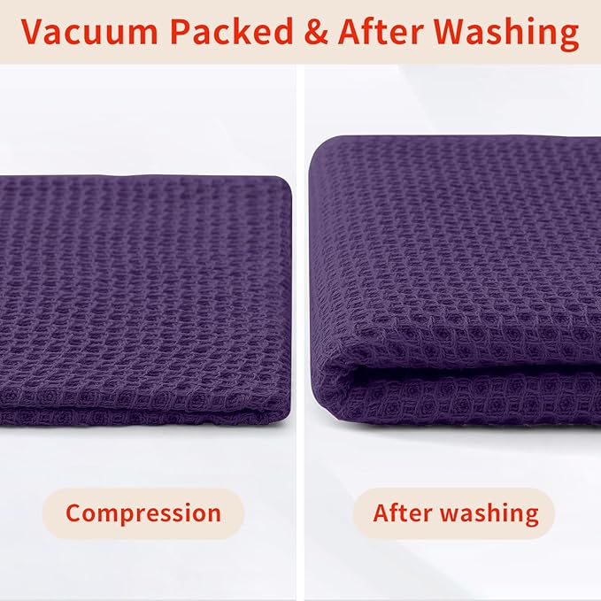 Homaxy 100% Cotton Waffle Weave Kitchen Dish Cloths, Ultra Soft Absorbent Quick Drying Dish Towels, 12 x 12 Inches, 12-Pack, Eggplant