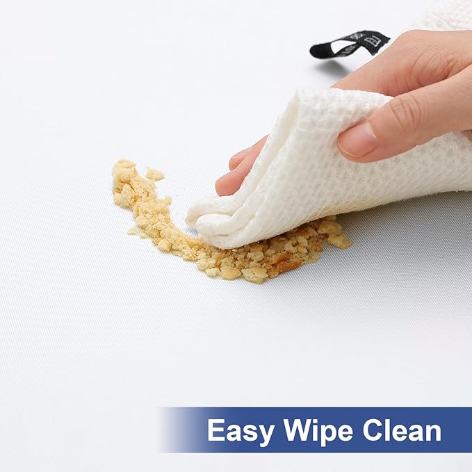 homing Square Table Cloth Cover, Waterproof Polyester Elastic Fitted Tablecloth, Washable Table Protector for Picnic, Camping, Outdoor (White, 34" x 34")