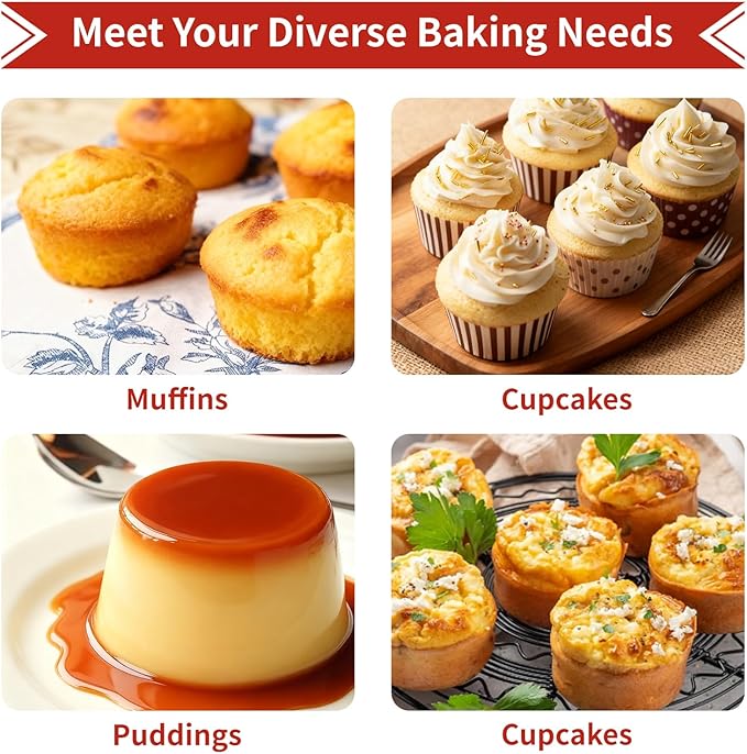 Silicone Muffin Pan with Metal Reinforced Frame,2 Pcs 2.9" Regular Size 12 Cups Egg Bite Mold,Non-Stick,Easy Release,For Egg Muffins, Cupcakes, Large Muffins,Cheesecakes(Orange + Red)