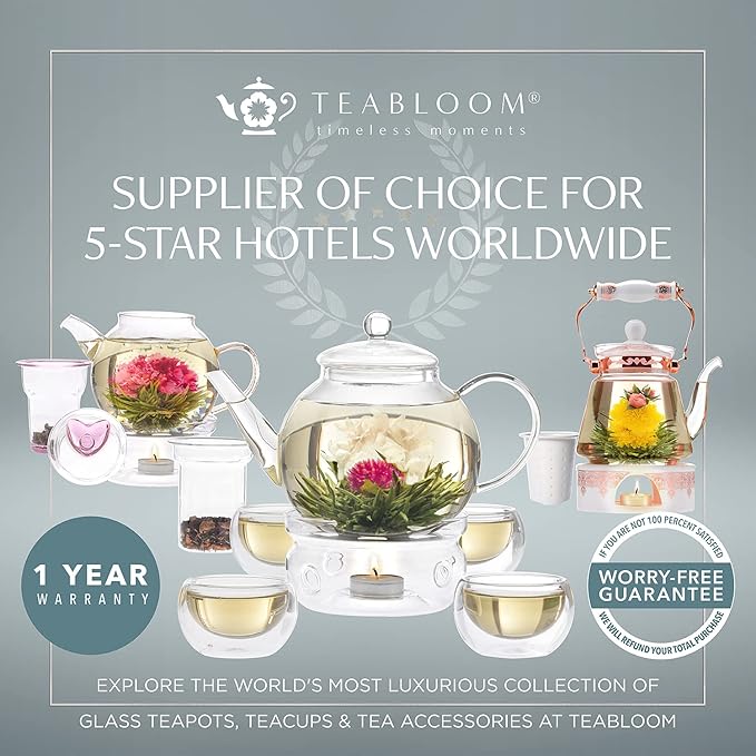 Teabloom Multi-Brew Glass Teapot + Kettle + Pitcher (51 OZ / 1.5 L / 6 CUPS) – Brew and Serve Hot Tea, Iced Tea, Cold Brew Tea and Fruit Infused Water – Formosa Tea Maker