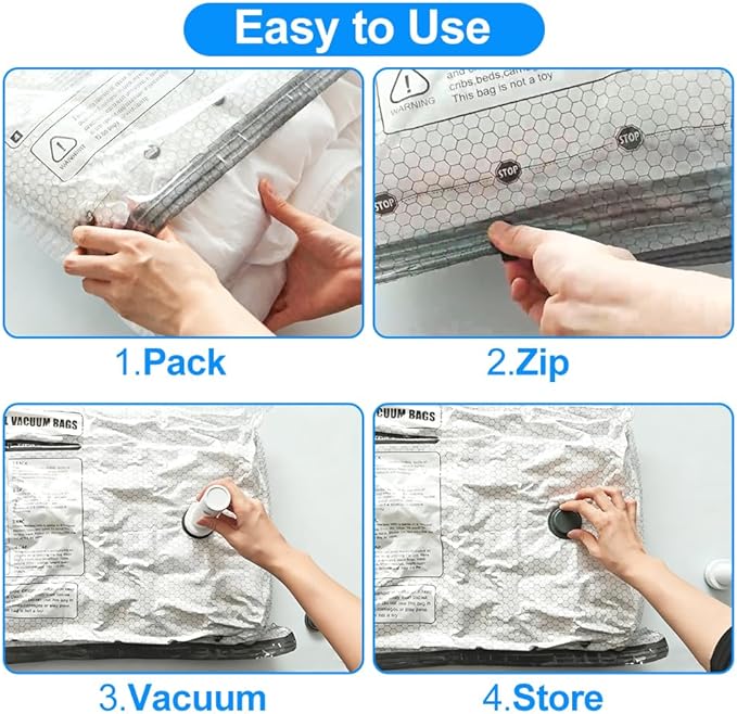 18 Pack Vacuum Seal Bags for Clothing Travel with Wireless Electric Air Pump, 6 Large +6 Medium +6 Small, Reusable Space Saver Bags for Luggage and Suitcase, Cruise & Travel Essentials