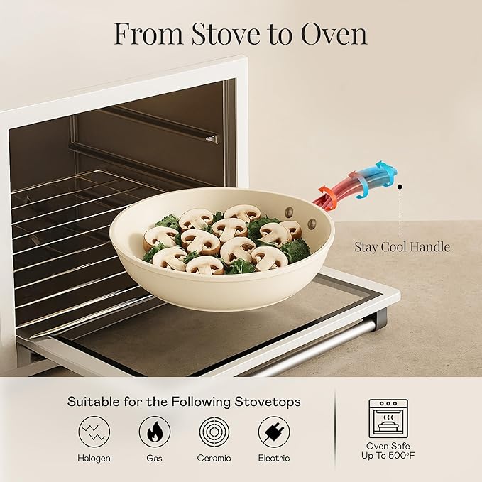 GOTHAM STEEL 10 Inch Non Stick Frying Pans Nonstick Skillet, Ceramic Pan for Cooking Non Toxic, Nonstick Frying Pan Skillets with Stay Cool Handle, Fry Pans, Oven and Dishwasher Safe