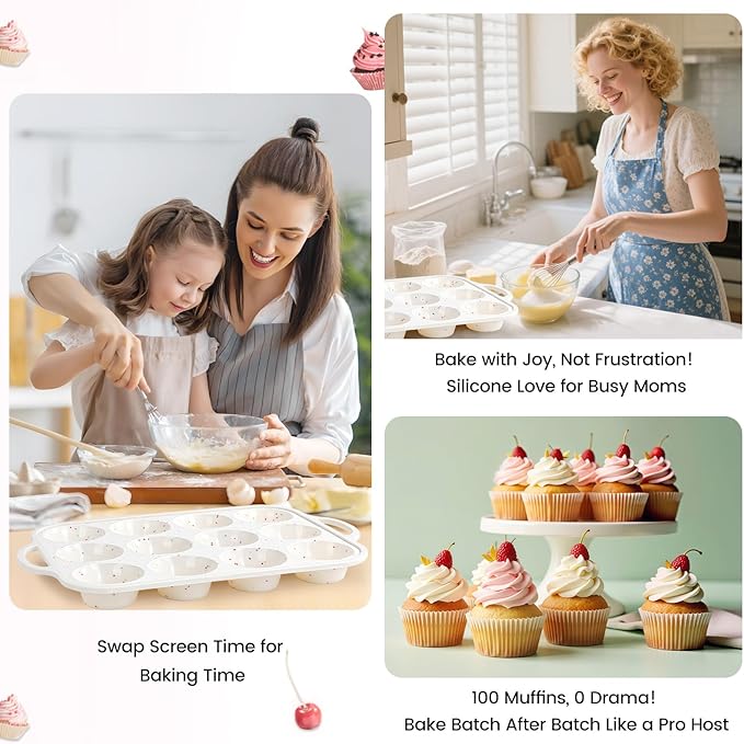 Silicone Muffin Pans for Baking with Metal Reinforced Frame 2 Pack with 6 Pack cupcake boxes(6 count), Nonstick Silicone Cupcake Pan for Baking Homemade Muffins, Dishwasher Safe BPA Free