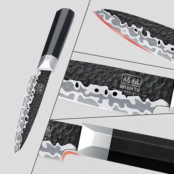 SHAN ZU Paring Knife 3.7 Inch, Japanese High Carbon Steel 10Cr15Mov Small Kitchen Knife, Ultra Sharp Fruit Knife with Ergonomic G10 Handle, Dishwasher Safe, Gifts for Women & Men