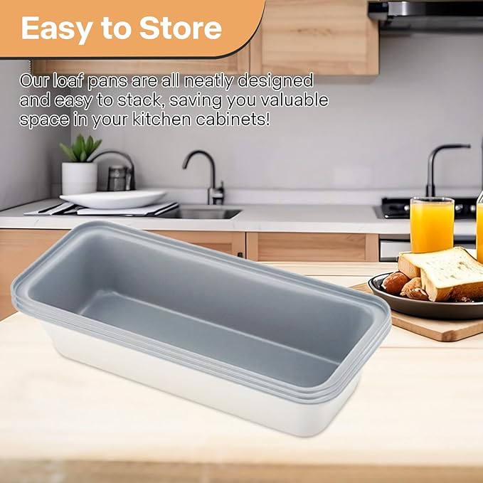 3-Pack 13×5 Inch Loaf Pan for Baking Bread, Nonstick Carbon Steel Bread Pan, Rust-Resistant & Warp-Resistant Full-Size Large Loaf Pan for Homemade Bread, Banana Loaf and Meatloaf