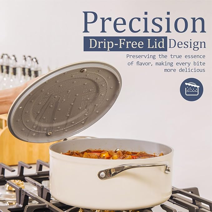 Nonstick Ceramic Sautรฉ Pan w/Lid (4.5 qt, 11") Deep Frying Pan for All Cooktops Non Toxic Skillet PTFE/PFOA/PFAS Free, Even Heat Distribution Stainless Steel Stay-Cool Handle, Navy Blue