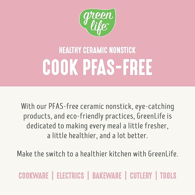 GreenLife 8QT Slow Cooker, Non-Toxic PFAS-Free Ceramic Nonstick Removable Interior Bowl, Programmable, Family Friendly, Keep Warm, Stovetop & Oven Safe, Dishwasher Safe Parts, Timer, Glass Lid, Pink