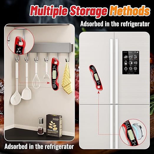 Meat Thermometer, IP67 Waterproof Digital Meat Thermometer with Backlight, Hold Function & Magnet for Grill, BBQ, Candy, Beef,Turkey,Gadgets Essentials BBQ Accessories,Mens Stocking Stuffers