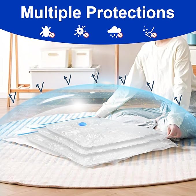 SZO 10 Pack Vacuum Storage Bags (5 Large/5 Medium),Durable & Reusable Storage Bags,Vacuum Seal Bags For Clothing Travel, Space Saver Bags For Luggage, Blankets,Bedding,Moving Bags(No Pump Include)