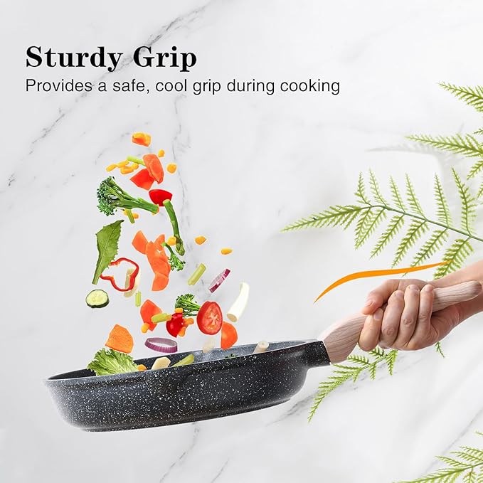 Kordisen Nonstick Frying Pan Skillet, 9.5 Inch Granite Egg Omelet Pan, Healthy and Non Toxic, Induction Compatible, PFOA Free