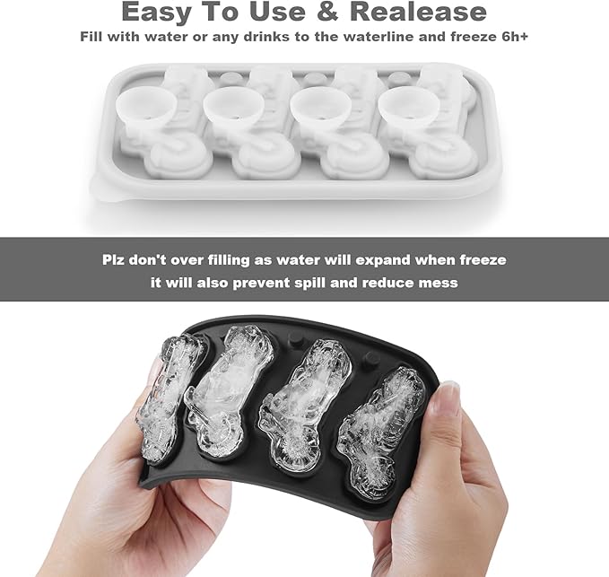 Novelty Motorcycle Ice Cube Mold, Funny Motorcycle Gifts for Men, Holiday Stocking Stuffers for Men, Large Ice Cube Molds for Whiskey, Bourbon, Cocktails