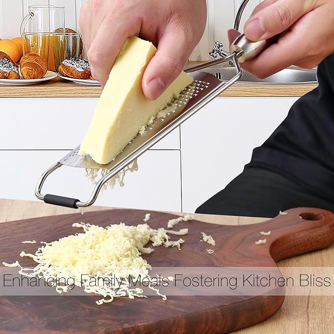 KULUNER Professional-Grade Lemon Zester with Fine Blades, Lightweight Cheese/Vegetable Grater, Solid Wood Handle Design - Rust-Resistant, Durable, Essential Kitchen Tool (A2)