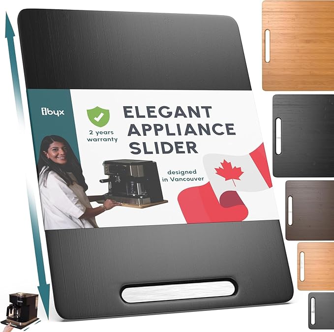 Ibyx Elegant Sliding Tray for Your Coffee Maker & Heavy Kitchen Appliances - Sturdy, Slides Easily from Under The Cabinet (Black, 12βW x 16βD)