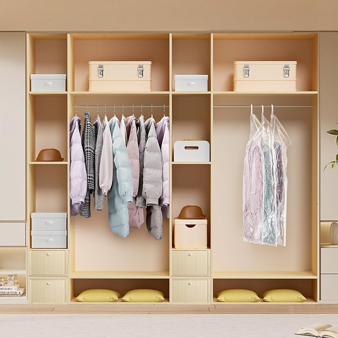 Hanging Vacuum Storage Bags For Clothes With Hand Pump,Coat Storage Bag Hanging,Vacuum Bags For Clothes,Space Saver Vacuum Storage Bags,Garment, Clothing, Dress, Suit, Long Coat, Jacket(Long 6 Pack)