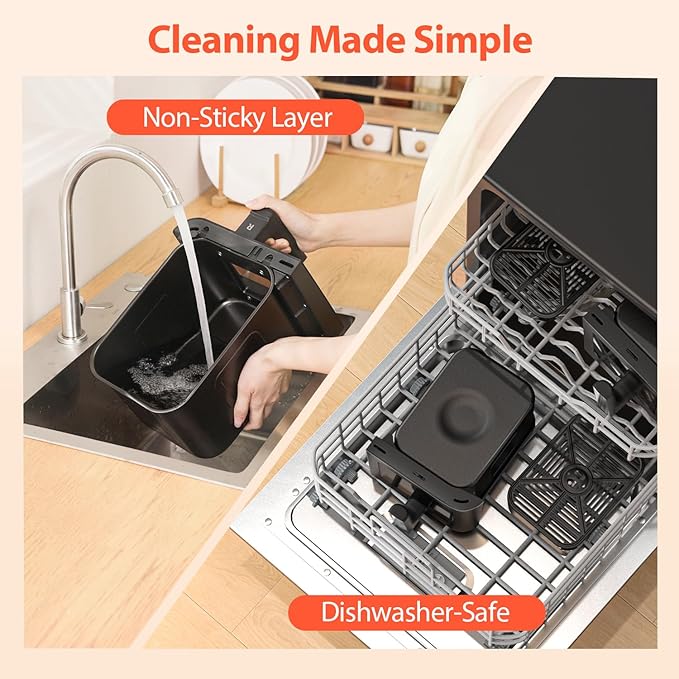 12QT Large Dual Air Fryer, 10-in-1 Double Zone Airfryer with 2Ć6QT Baskets, 60° Easy-Panel with Full Touchscreen, SyncCook Function, Viewing Window, Nonstick & Dishwasher Safe, 2 Dishes at Once, Black