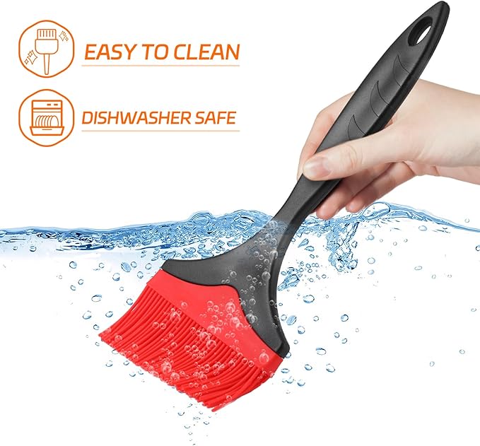 Large Silicone Basting Pastry Brush - Silicone Basting Brush for Grilling,Heat Resistant Brushes Spread Oil Butter Sauce for Cooking Baking BBQ,3.95inch Extra Wide Grill Basting Brush(Red 2)