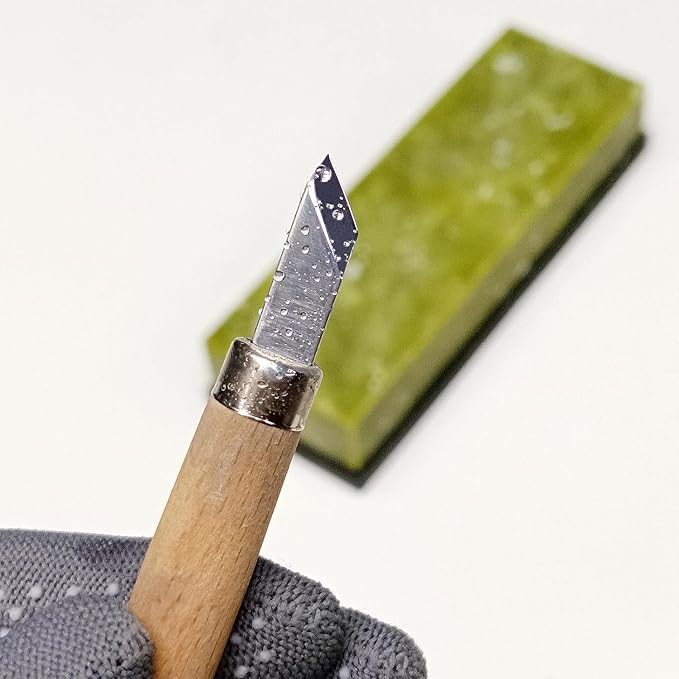 Knife Sharpening Stone,10000 Grit Sharpener Whetstone Final Fine Polishing Natural Green Honing Oilstone for Knives Tools,Cutting Tools (SET-A)