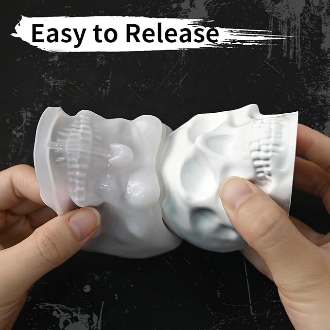7 Pcs Skull Molds for Resin, Set of Large + Medium + Small + Mini 3D Skull Silicone Mold for Candle Wax Soap Clay Epoxy Resin Casting, Halloween Home Decoration