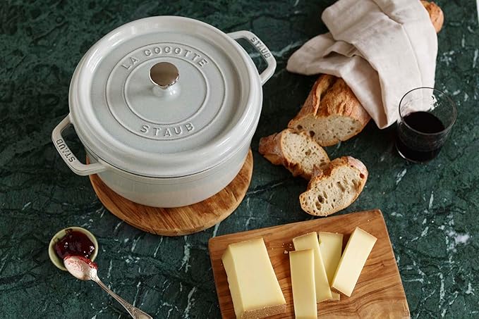 Staub Cast Iron 2.75-qt Round Cocotte - White Truffle, Made in France