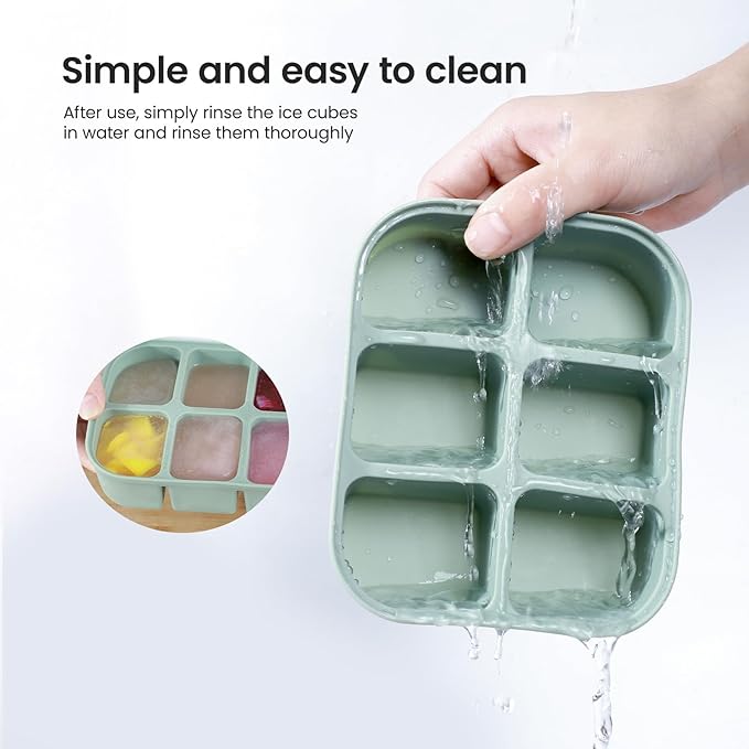 Ice Cube Tray 2 Pack – Stackable Large Silicone Ice Cube Freezer Molds & Easy Release Square Ice Cube Maker with Removable Lid BPA Free for Cocktail,Whiskey,Soup Baby Food