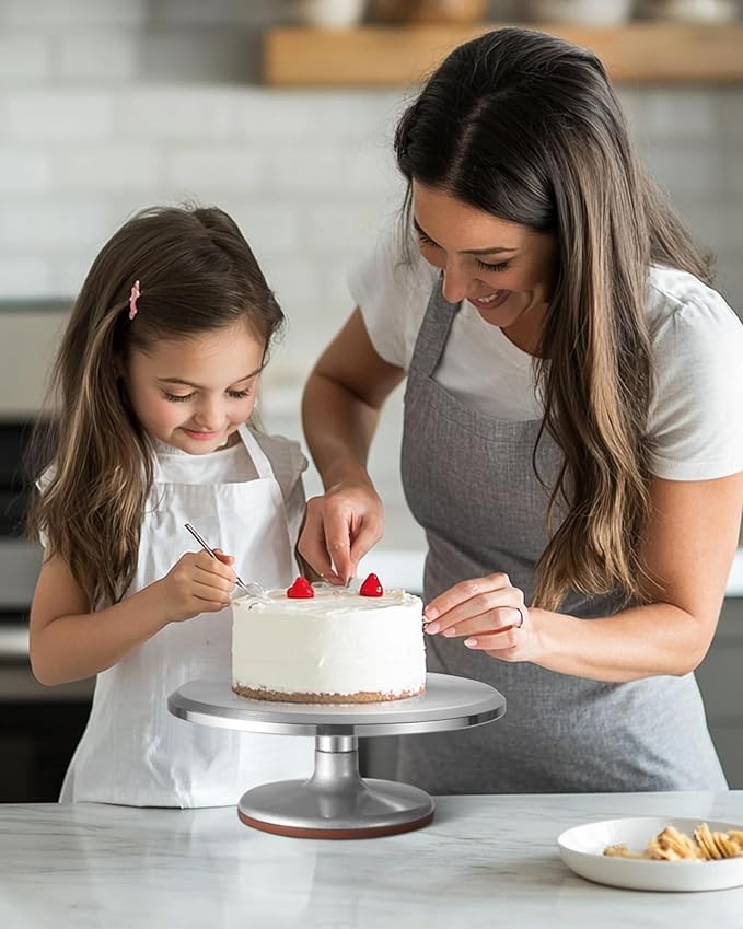 Puroma Aluminium Alloy Rotating Cake Turntable 12'' Revolving Cake Stand with Non-slip Silicone Bottom, Ideal Cake Decorating Supply for Cake Decorations, Pastries and Cupcakes