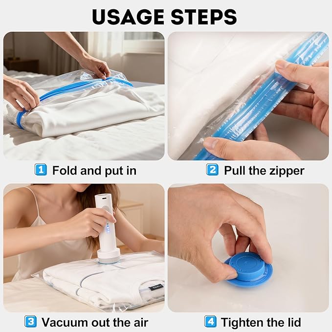 Mapambo Vacuum Seal Bags for Clothing Travel with Electric Pump, 9 Pack Vacuum Bags in 3 Combo sizes, Space Saver Vacuum Storage Bags, Reducing Luggage Volume by up to 80% (9 Combo Travel Size)