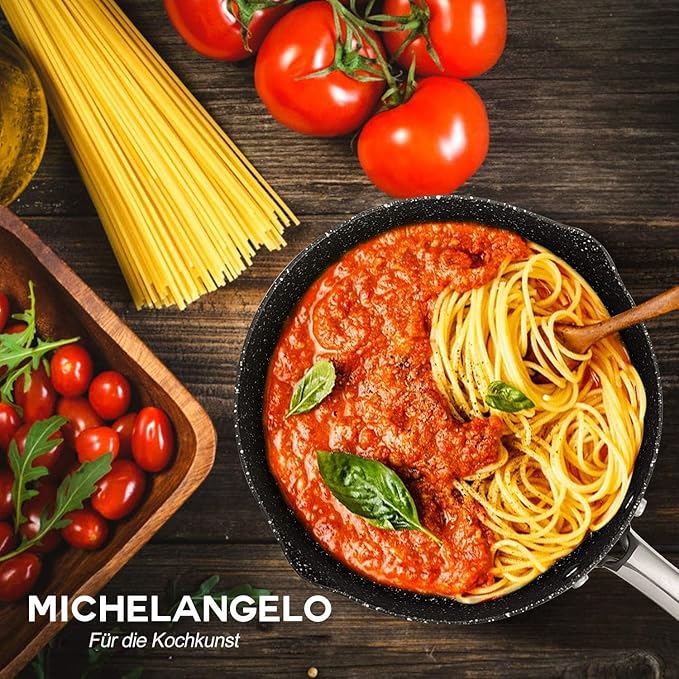 MICHELANGELO Hard Anodized Saucepan Set with Lids, Nonstick Saucepan with Pour Spouts & Strainer Lid for Easy Pour, Granite Derived Coating Sauce Pot Set - 1.5QT & 2QT &3QT Induction Sauce Pans