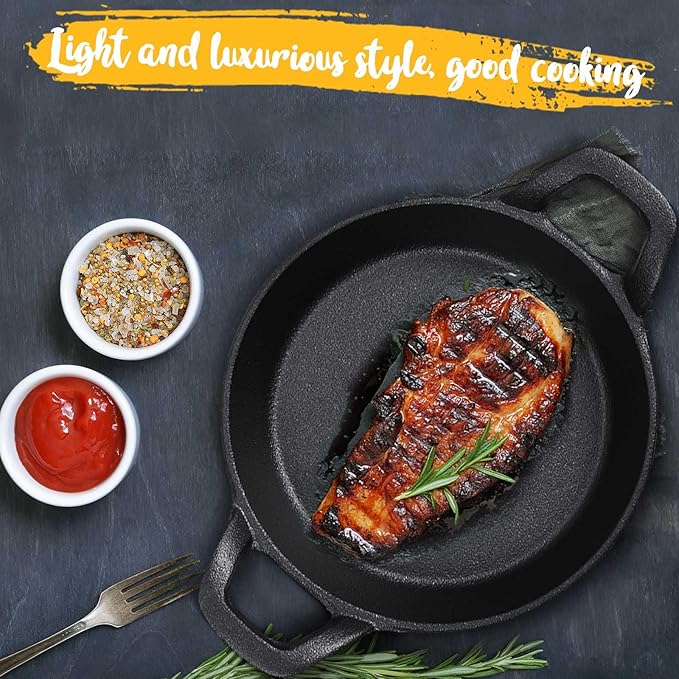 Mini Cast Iron Skillets 6.3 x 6.3 x 1.5 Inch Cast Iron Pan Small Ramekin Set Black Casserole Dish Cookware Oven Safe Mini Skillets for Kitchen Indoor Outdoor Picnic (1 Pack)