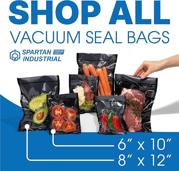 Spartan Industrial 8" X 12" Vacuum Seal Bags - 100 Count BPA-Free Food Storage Bags for Marinating, Freezing, Sous Vide Cooking