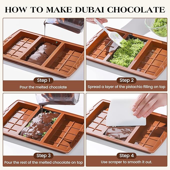 1 Pc Chocolate Bar Mold Deep Large Chocolate Molds Silicone Break Apart Thick Silicone Molds for Candy Bar (10 Snap)