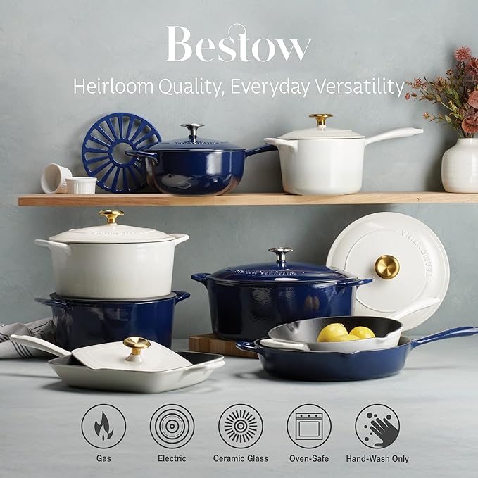 Tramontina Bestow Enameled Cast Iron Braiser Pan with Lid, 4-quart, Blue