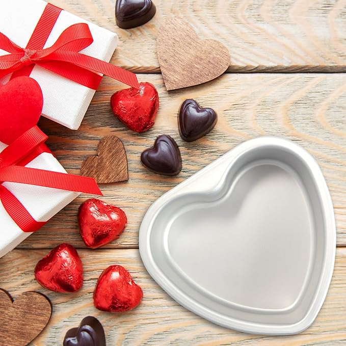 Heart Shaped Cake Pan 6 Inch Aluminum Cake Pans Heart Cake Tin Baking Cake Mold for Valentine's Weddings Birthday Party