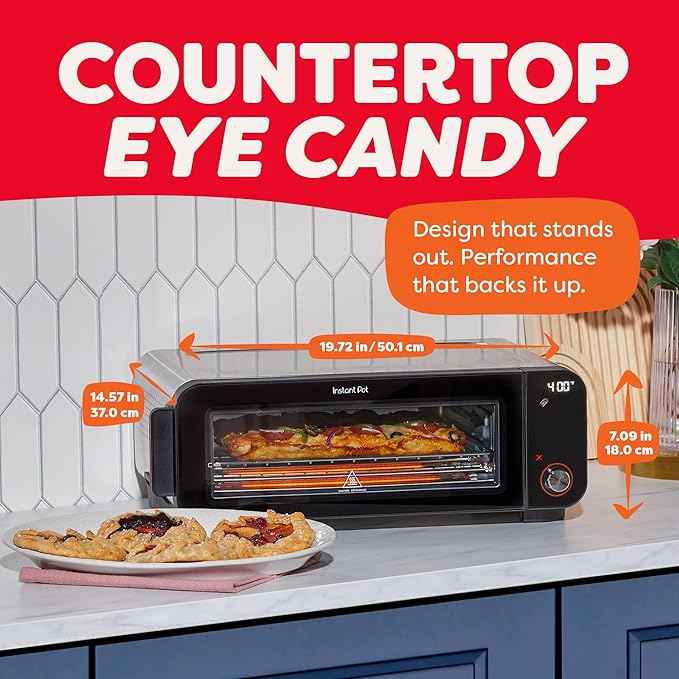 Instant Pot No Preheat Required* 6-in-1 Pizza and Toaster Oven with InstantHeat Technology, Fits a 12" Fresh or Frozen Pizza, Bake, Toast, Broil, & Reheat