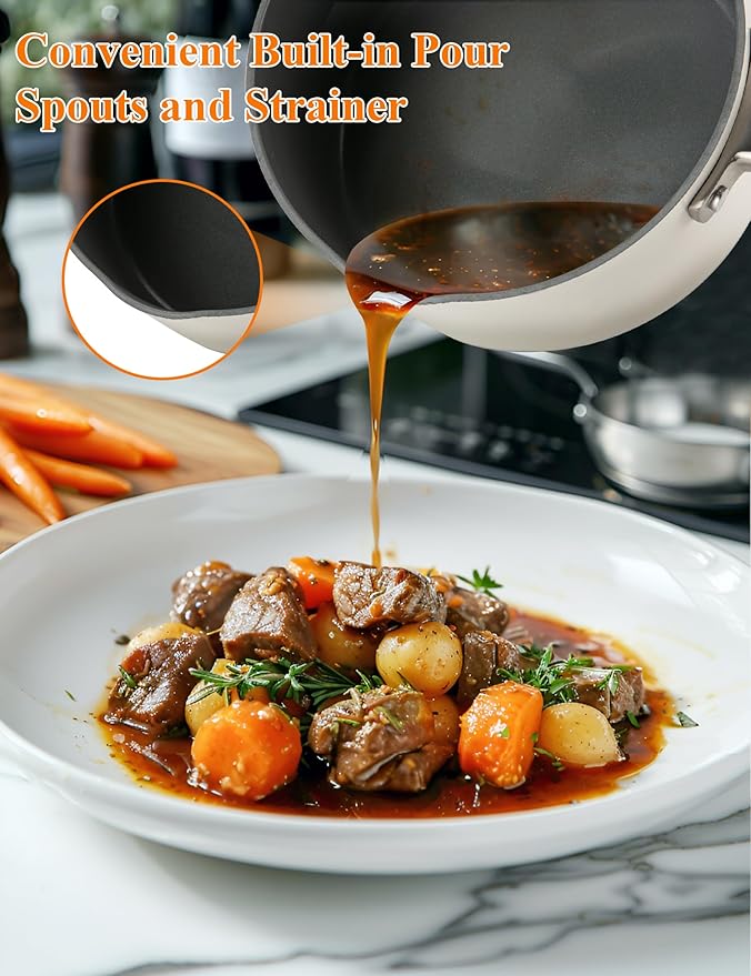 ChefRobot Nonstick Ceramic Cookware Set Healthy Pots And Pans Set Induction Kitchen Cookware sets Non Toxic Pots And Pan Set,PFOA & PTFE Free (18 pcs)