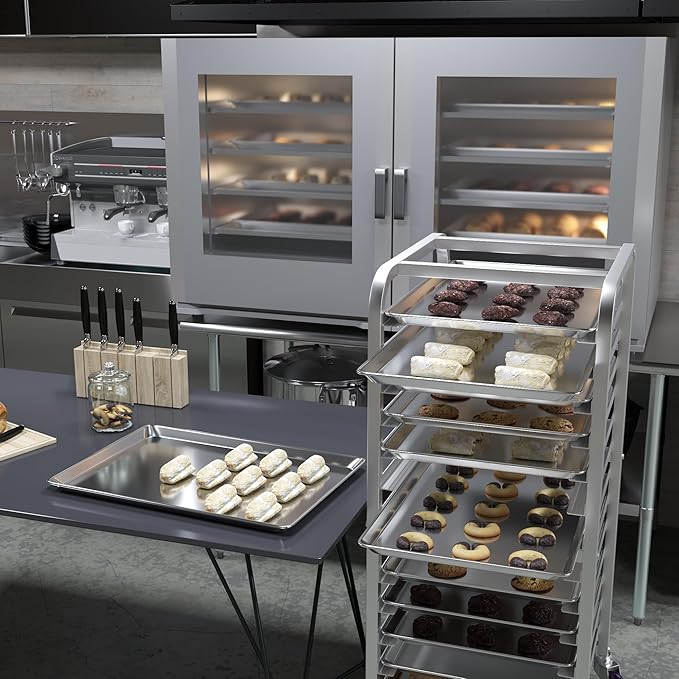 Pack of 12 | 18 in. x 26 in. Full Size Aluminum Bun. / Sheet Pan | Ideal for baking, roasting, cooling, prepping, or storing - a must-have in restaurants, bakeries, and busy kitchens.