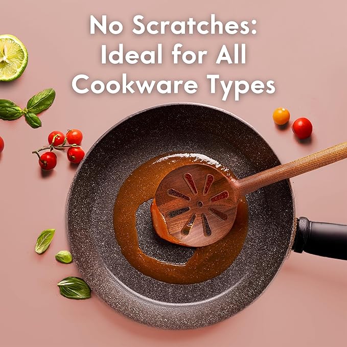 Non-Toxic Wooden Spoons for Cookingโ 7-Piece Kitchen Utensils Set, Glue-Free & One-Piece Cooking Utensils, Natural Wooden Utensil Set with Plant-Based Finish, Free of Forever Chemicals