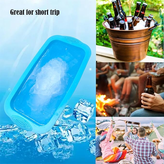 6pcs Extra Large Silicone Ice Block Molds for Cold Plunge or Coolers, Ice Tray for Bath (Blue)