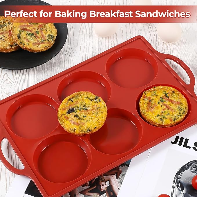 CAKETIME Muffin Top Pan Non Stick,4 Inch Metal Frame Round Egg Baking Pan for Oven English Muffins, Whoopie Pies, Corn Bread, Egg Bites, Breakfast Sandwiches Tarts Brown