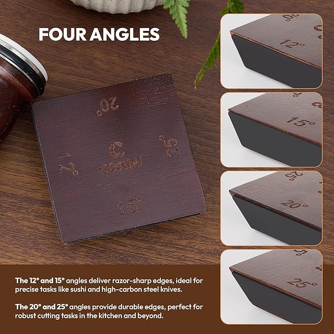 Rolling Knife Sharpener - Multi Angle Knife Sharpeners Tool Kit for Kitchen & Chef Knives, Diamond & Ceramic Honing Discs with 12ยฐ, 15ยฐ, 20ยฐ & 25ยฐ Magnetic Base - Manual Safe Roller Sharpening