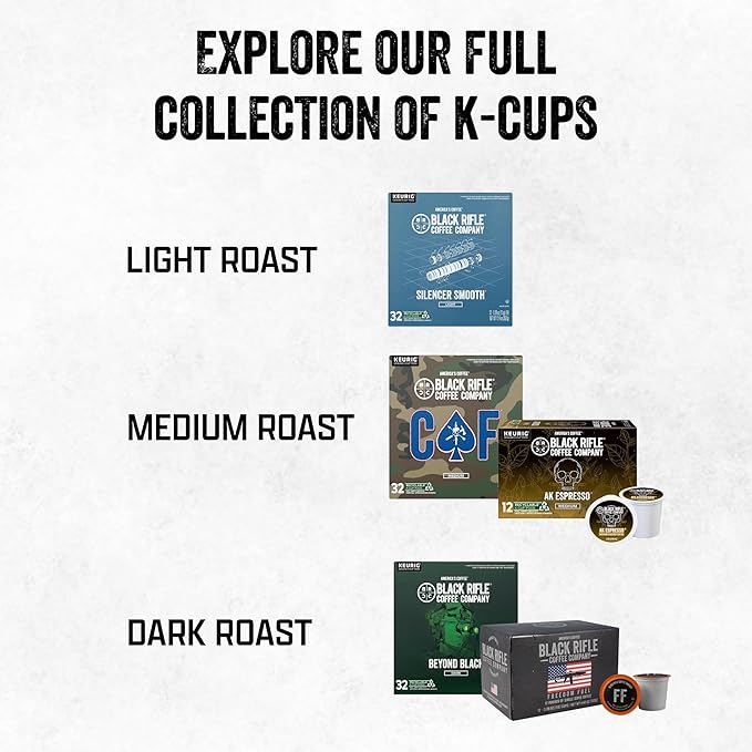 Black Rifle Coffee Company CAF, 32 Count, Medium Roast K Cups - Single Serve K Cups Coffee Pods - Kcup Pods Compatible with Keurig 1.0 & 2.0 - Made from Arabica Beans