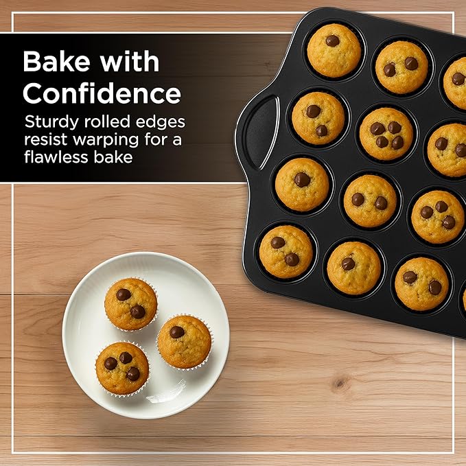 Wrenbury Mini Muffin Pan Non Toxic - Non Stick 24 Cup Small Cupcake Tray for Baking Joyful Bites - Dishwasher Friendly - Health Concious Baking - 1.8" Cup