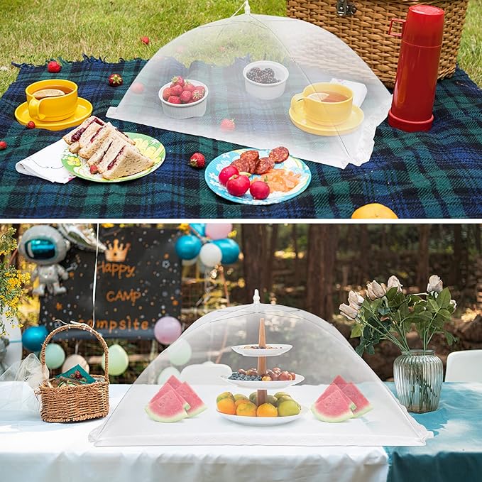 2 PCS Extra Large Food Covers Nets for Outside(40"X24")umbrella Mesh Screen Covers for Outside Pop-Up Mesh Reusable and Collapsible Food Nets for Parties Picnics Outdoor BBQS…