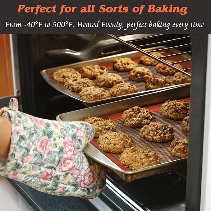 Silicone Baking Mats - Best German Silicone - Non Slip Silicone Baking Sheet, Non Stick Reusable Silicone Mats for Baking, Oven Liner, Counter Mat - 9x13 inch, Set of 2