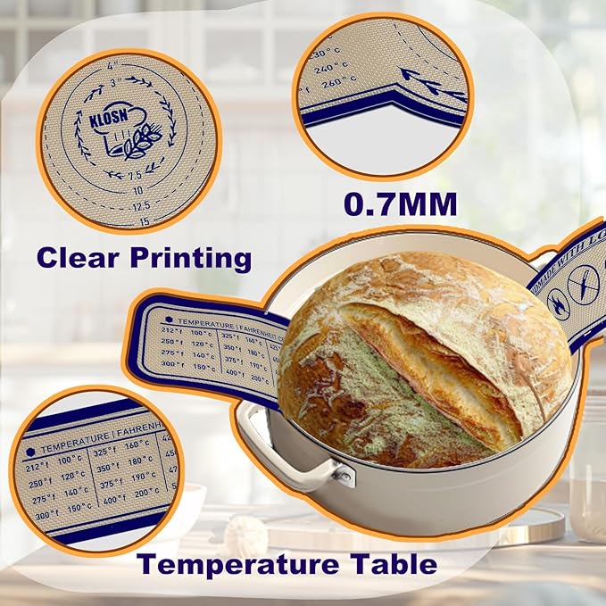 Silicone Bread Sling for Dutch Oven, 2 Pack (6" Oval & 8" Round) – Non-Stick & 500°F Heat Resistant Sourdough Mat, Easy to Clean, Reusable Food-Grade Sourdough Sling – Fits 3–5 qt Dutch Ovens