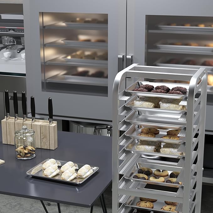 Pack of 12 | 10 in. x 13 in. Quarter Size Aluminum Bun. / Sheet Pan | Ideal for baking, roasting, cooling, prepping, or storing - a must-have in restaurants, bakeries, and busy kitchens.
